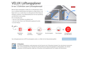  Mit dem Velux Lüftungsplaner können Architekten oder Handwerker in fünf einfachen Schritten ermitteln, ob ein Lüftungskonzept notwendig ist und, wenn ja, es gleich erstellen Foto: Velux  